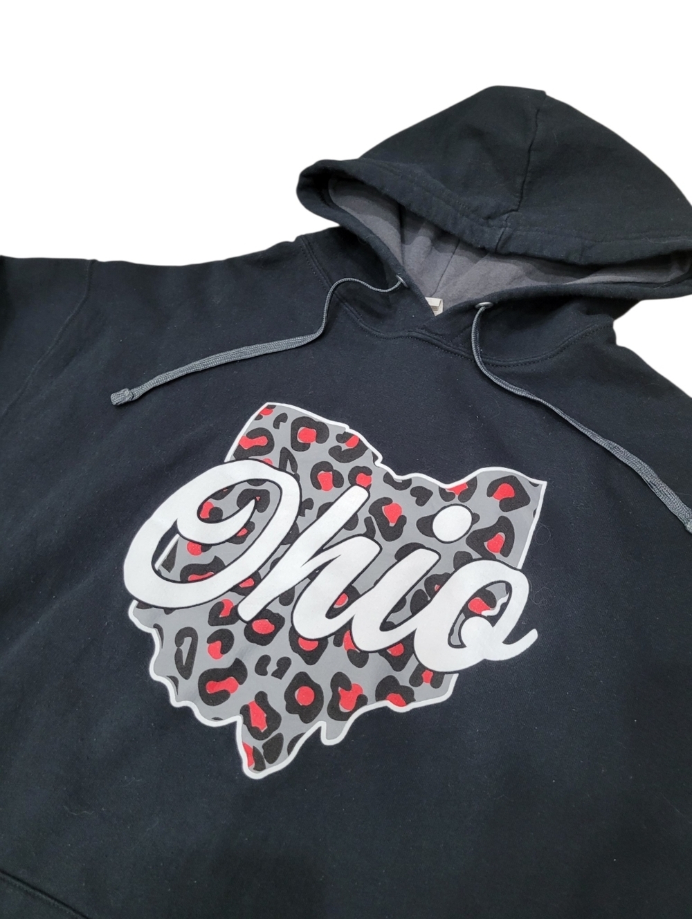 Vintage Ohio Graphic Black Hoodie Top Size: Large
